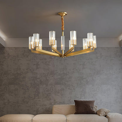 Kayla Brass Chandelier - Elegant Design with Adjustable Height & Dimma