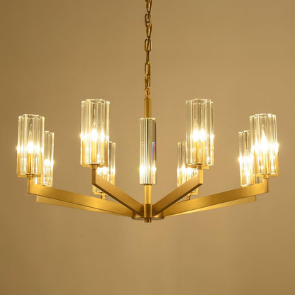 Kayla Brass Chandelier - Elegant Design with Adjustable Height & Dimma