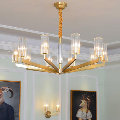Kayla Brass Chandelier - Elegant Design with Adjustable Height & Dimma