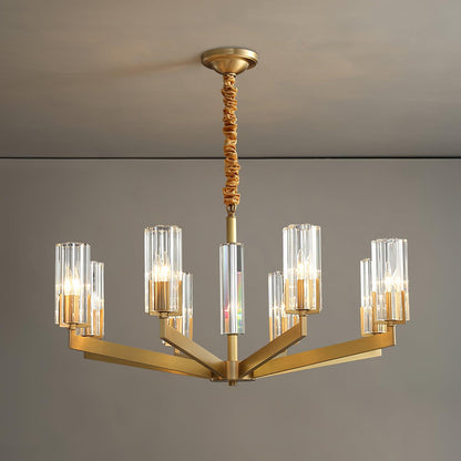 Kayla Brass Chandelier - Elegant Design with Adjustable Height & Dimma
