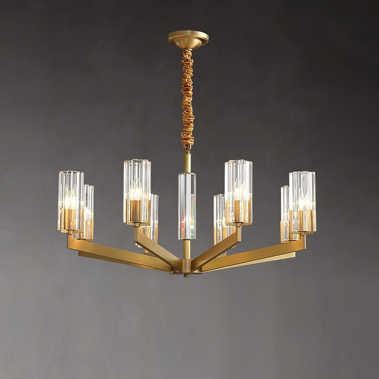 Kayla Brass Chandelier - Elegant Design with Adjustable Height & Dimma