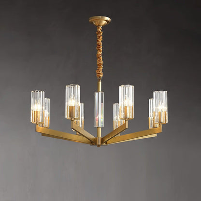 Kayla Brass Chandelier - Elegant Design with Adjustable Height & Dimma