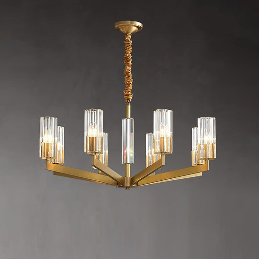 Kayla Brass Chandelier - Elegant Design with Adjustable Height & Dimma