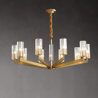 Kayla Brass Chandelier - Elegant Design with Adjustable Height & Dimma