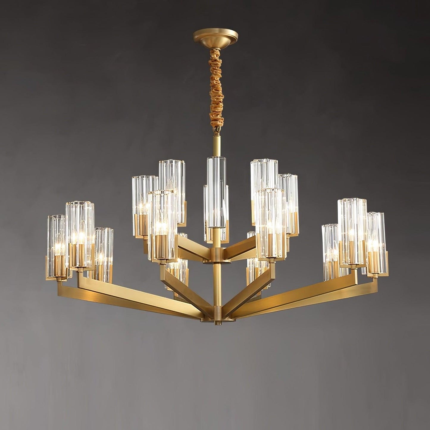 Kayla Brass Chandelier - Elegant Design with Adjustable Height & Dimma