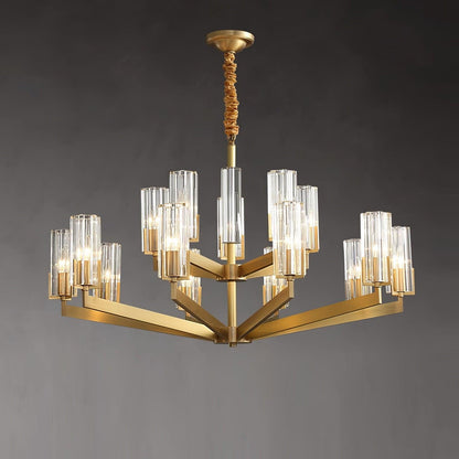 Kayla Brass Chandelier - Elegant Design with Adjustable Height & Dimma