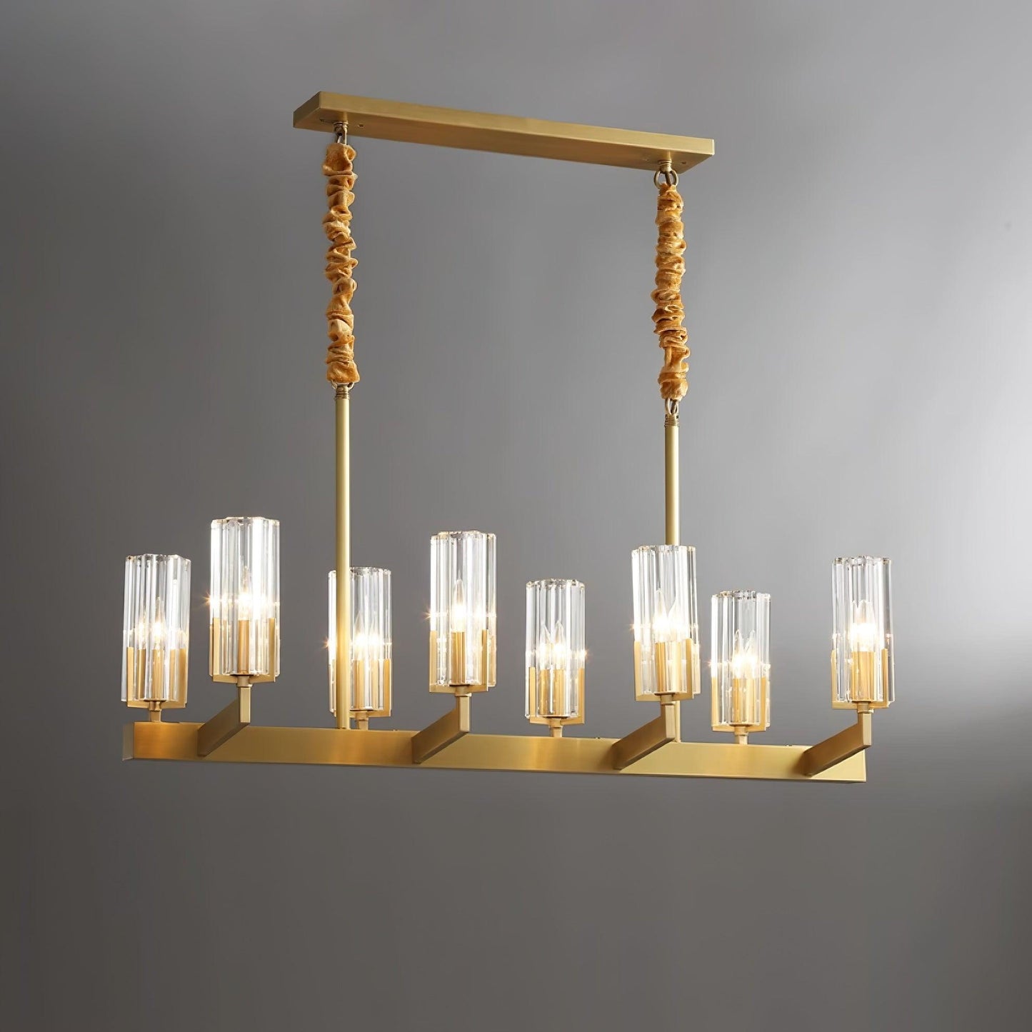 Kayla Brass Chandelier - Elegant Design with Adjustable Height & Dimma