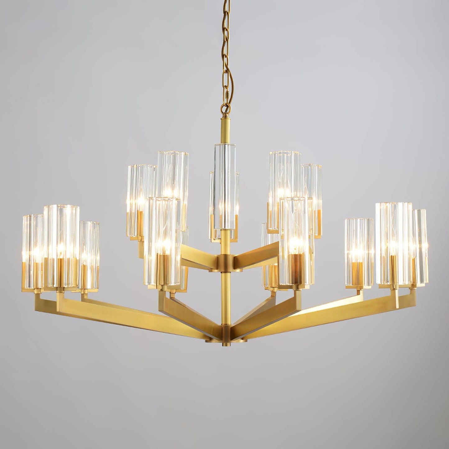 Kayla Brass Chandelier - Elegant Design with Adjustable Height & Dimma