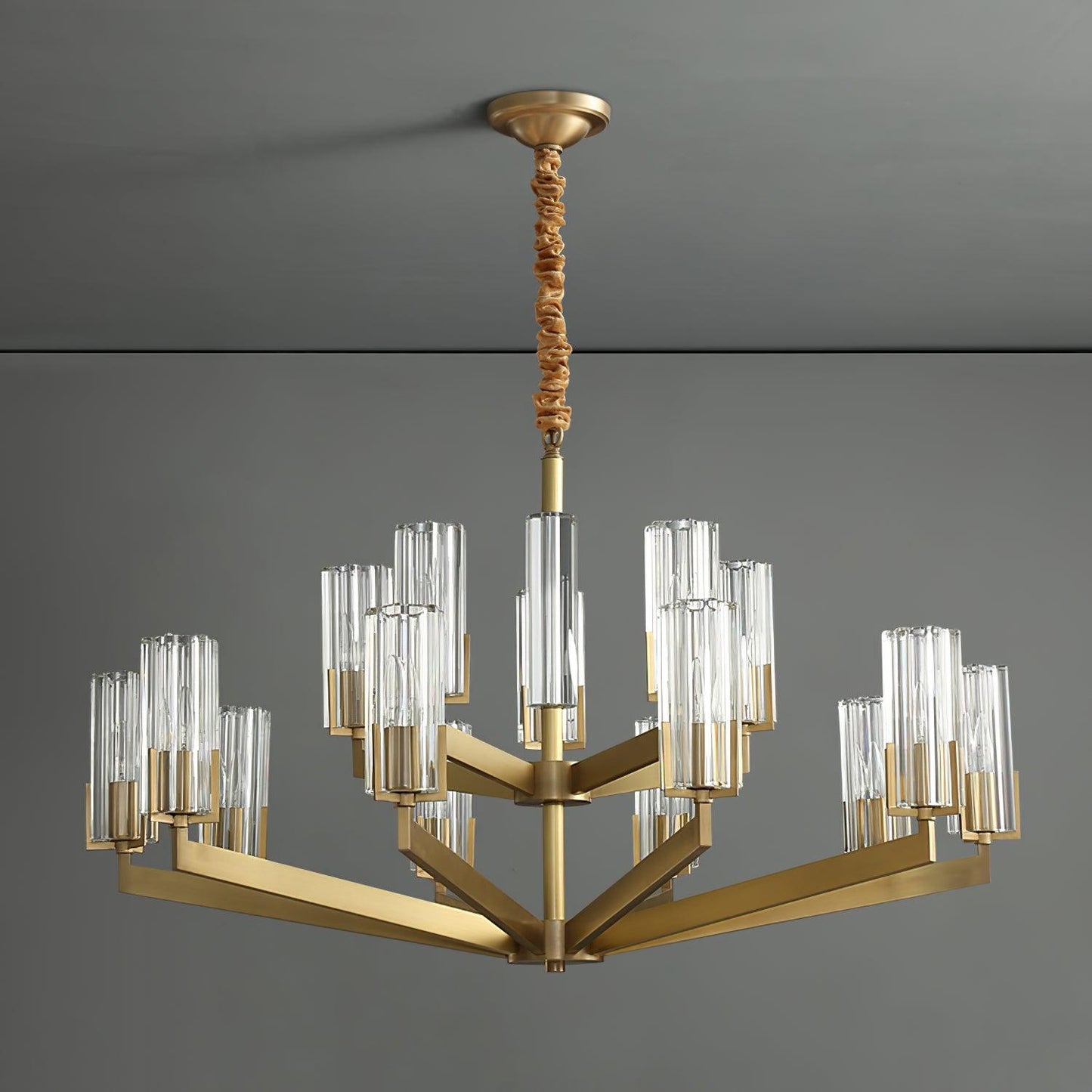 Kayla Brass Chandelier - Elegant Design with Adjustable Height & Dimma