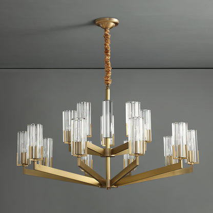 Kayla Brass Chandelier - Elegant Design with Adjustable Height & Dimma