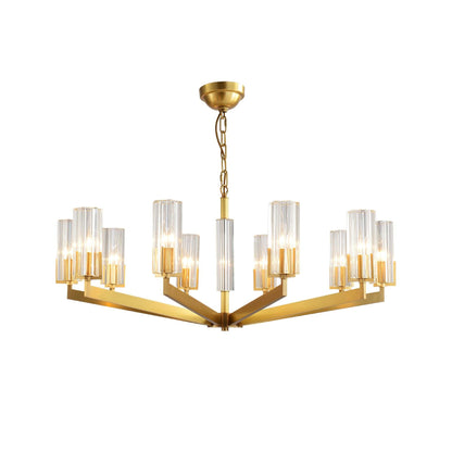 Kayla Brass Chandelier - Elegant Design with Adjustable Height & Dimma