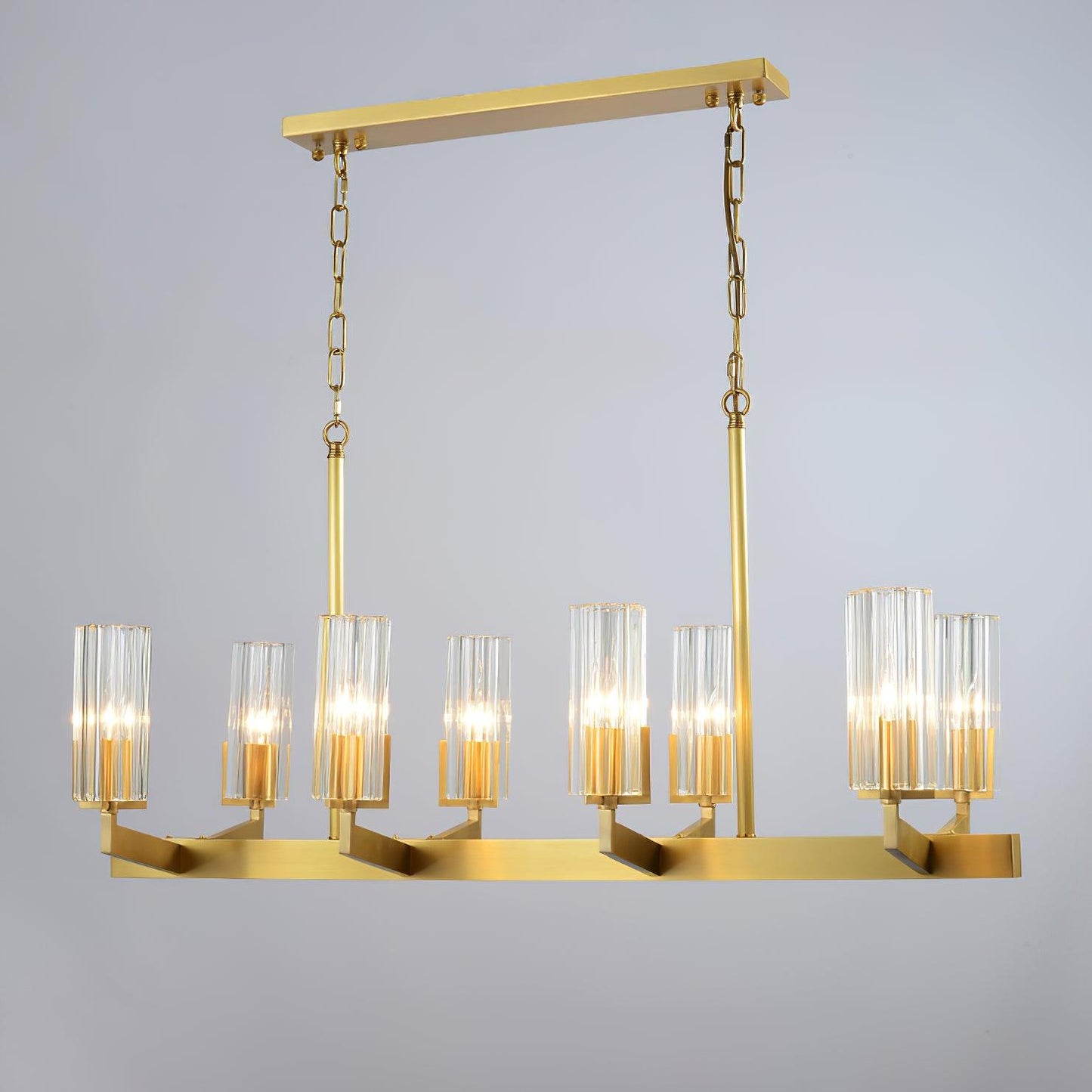 Kayla Brass Chandelier - Elegant Design with Adjustable Height & Dimma