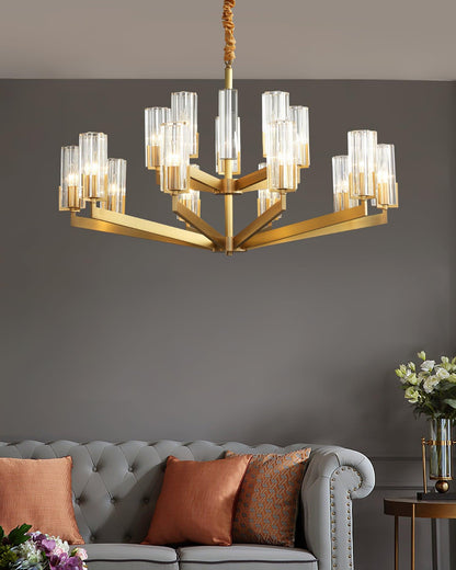 Kayla Brass Chandelier - Elegant Design with Adjustable Height & Dimma