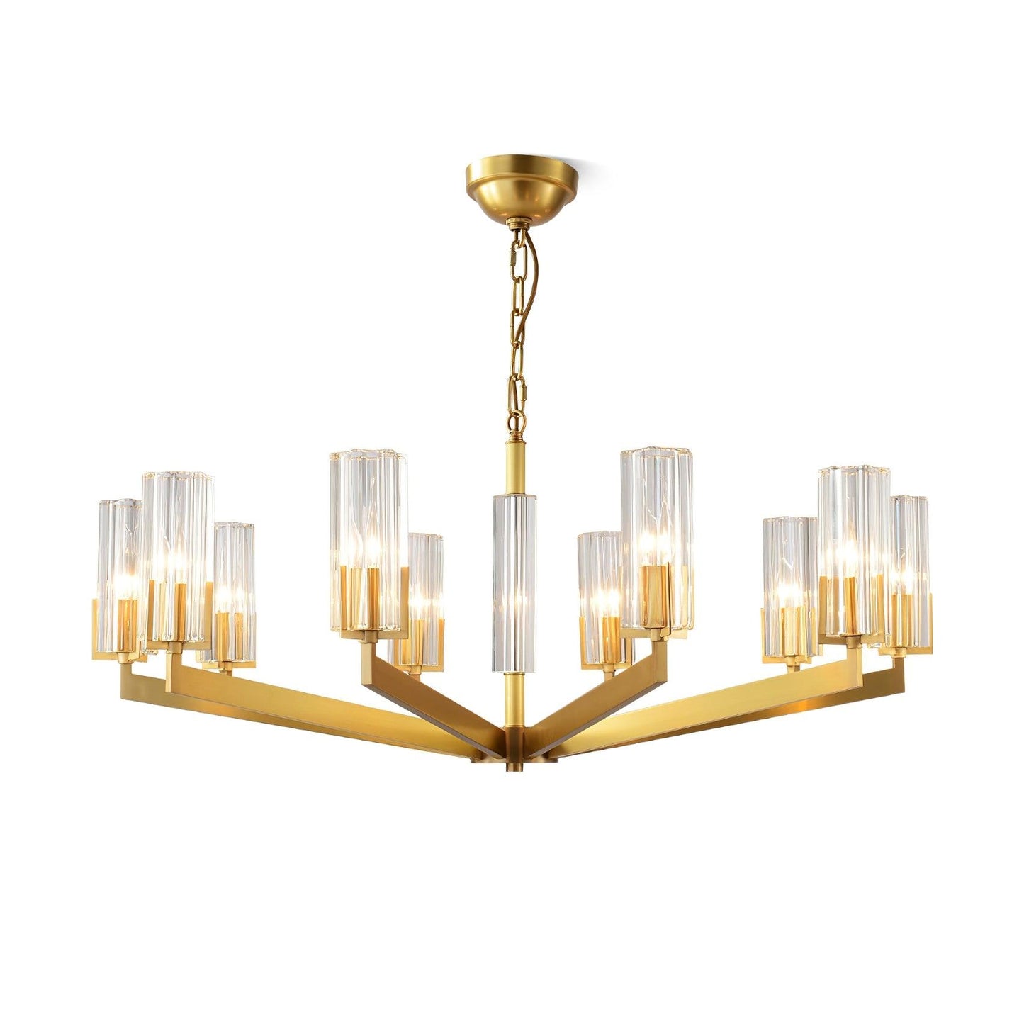 Kayla Brass Chandelier - Elegant Design with Adjustable Height & Dimma