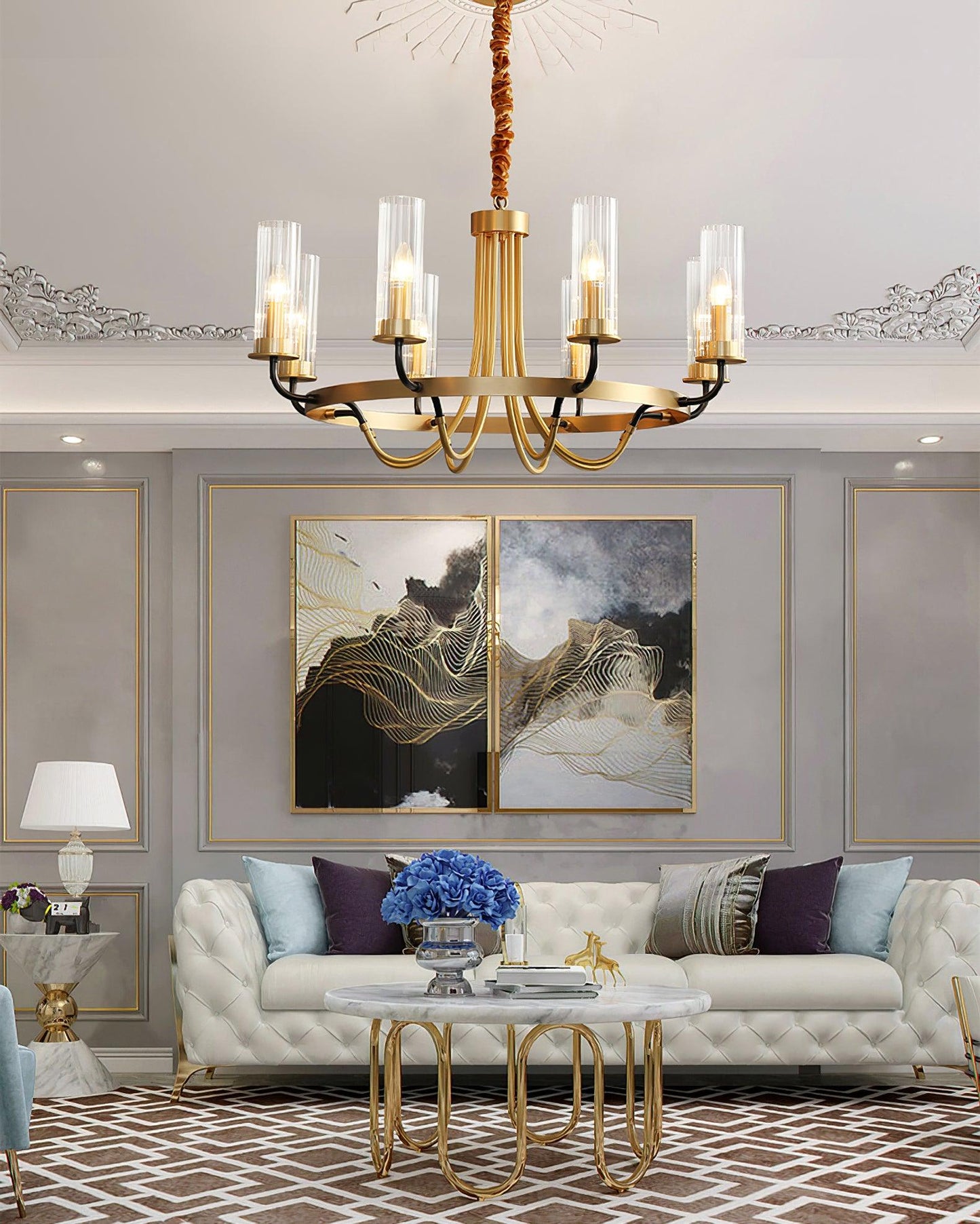 Kearney Chandelier - Elegant Design with Adjustable Height & LED Light