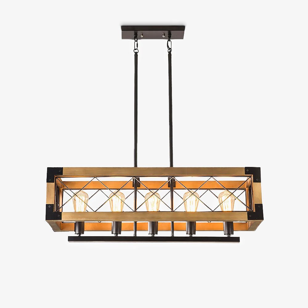 Rectangle Kitchen Island Chandelier with Adjustable Height & LED Light