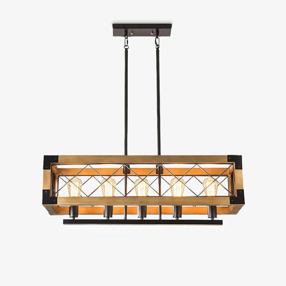 Rectangle Kitchen Island Chandelier with Adjustable Height & LED Light