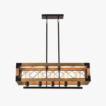 Rectangle Kitchen Island Chandelier with Adjustable Height & LED Light