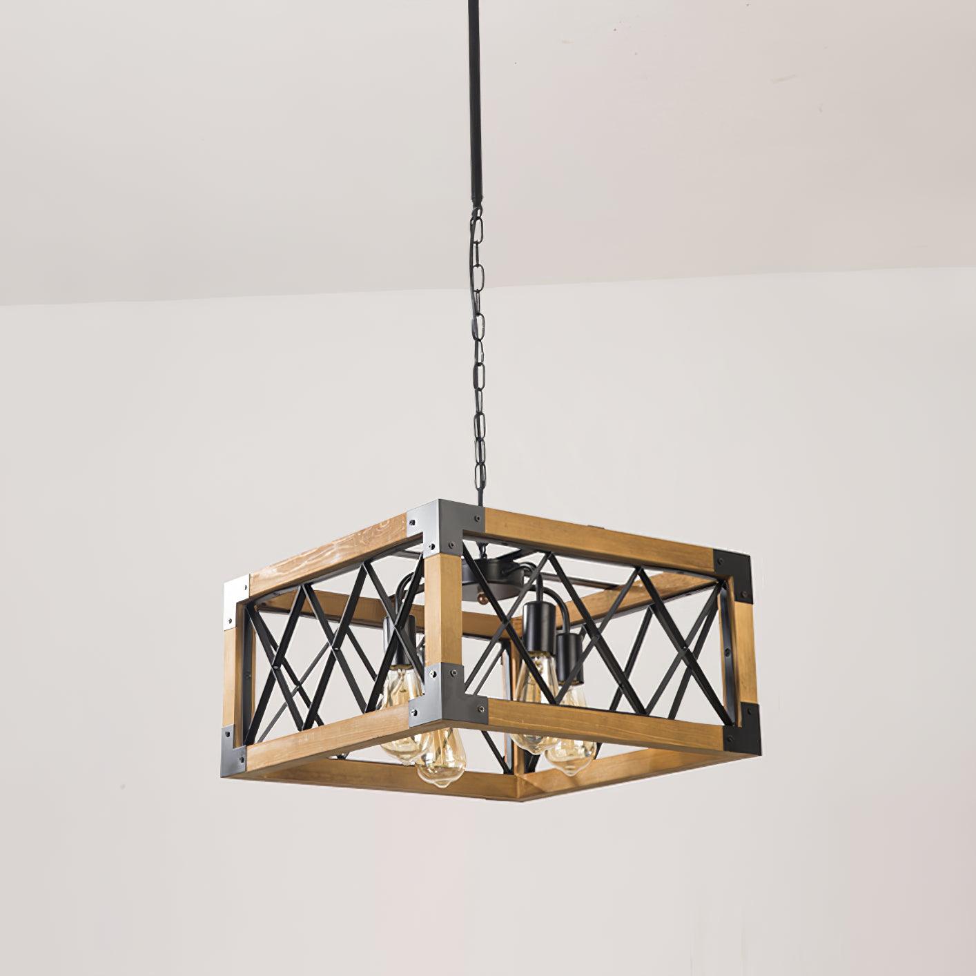 Rectangle Kitchen Island Chandelier with Adjustable Height & LED Light