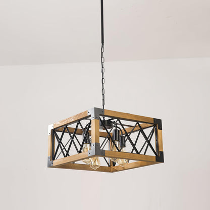 Rectangle Kitchen Island Chandelier with Adjustable Height & LED Light