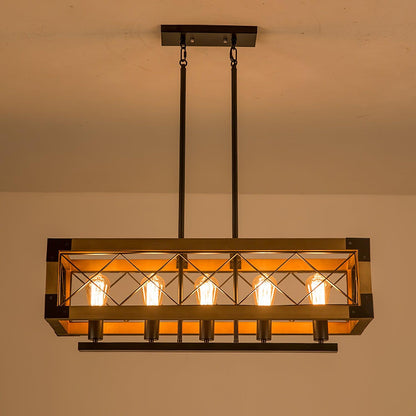 Rectangle Kitchen Island Chandelier with Adjustable Height & LED Light