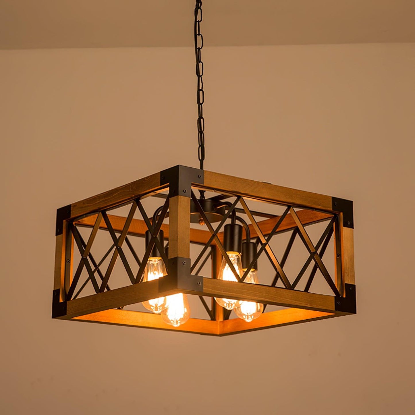 Rectangle Kitchen Island Chandelier with Adjustable Height & LED Light