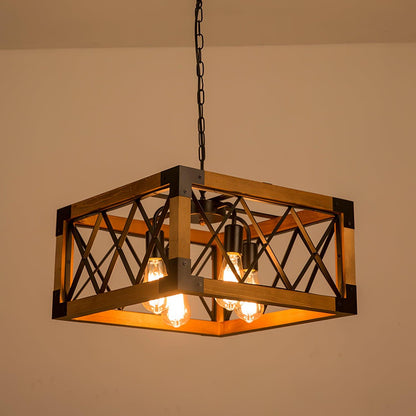 Rectangle Kitchen Island Chandelier with Adjustable Height & LED Light