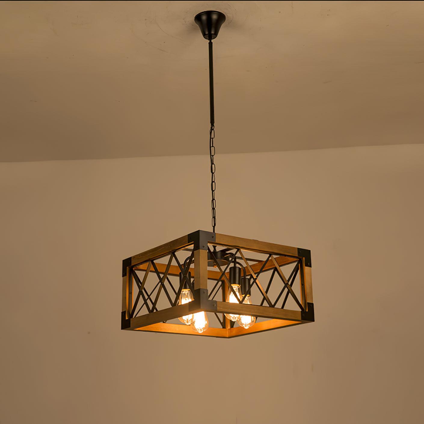 Rectangle Kitchen Island Chandelier with Adjustable Height & LED Light