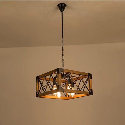 Rectangle Kitchen Island Chandelier with Adjustable Height & LED Light