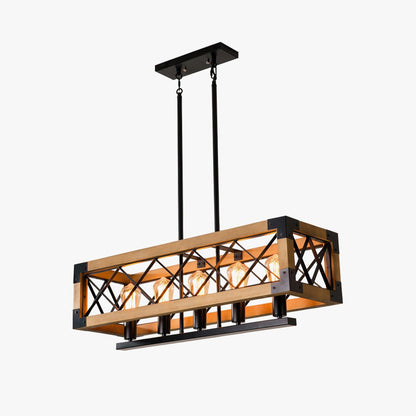 Rectangle Kitchen Island Chandelier with Adjustable Height & LED Light