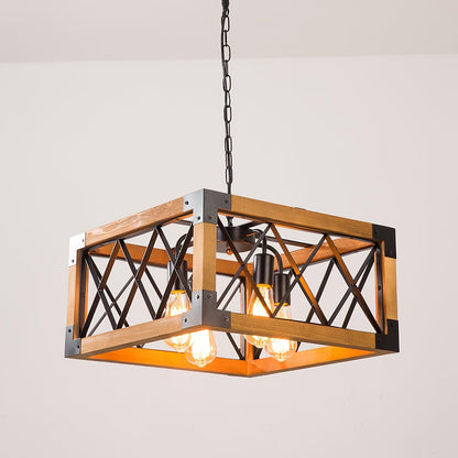 Rectangle Kitchen Island Chandelier with Adjustable Height & LED Light