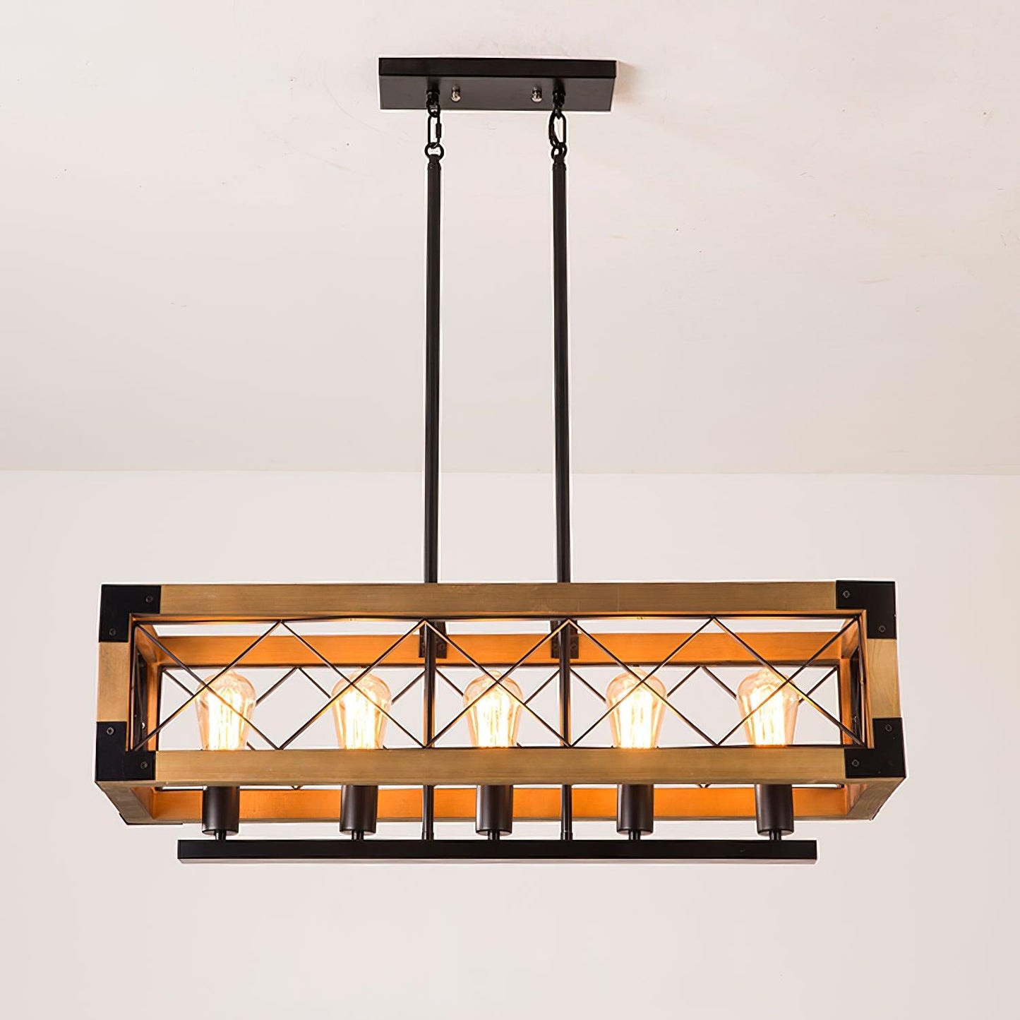 Rectangle Kitchen Island Chandelier with Adjustable Height & LED Light