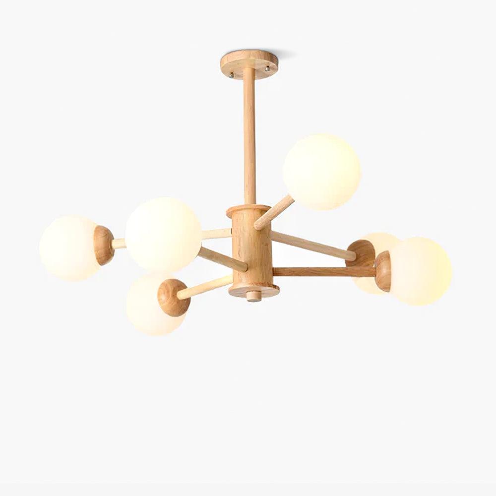 Kozan Wooden Chandelier - Elegant Design with Adjustable Height & LED