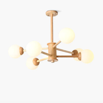 Kozan Wooden Chandelier - Elegant Design with Adjustable Height & LED