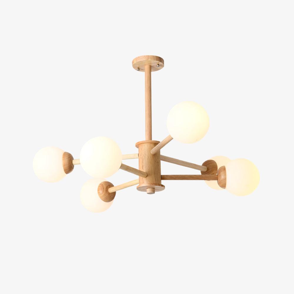 Kozan Wooden Chandelier - Elegant Design with Adjustable Height & LED