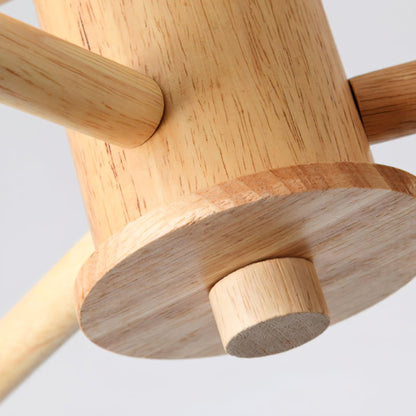 Kozan Wooden Chandelier - Elegant Design with Adjustable Height & LED