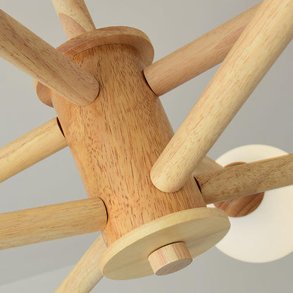 Kozan Wooden Chandelier - Elegant Design with Adjustable Height & LED