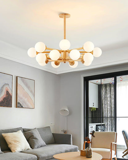 Kozan Wooden Chandelier - Elegant Design with Adjustable Height & LED