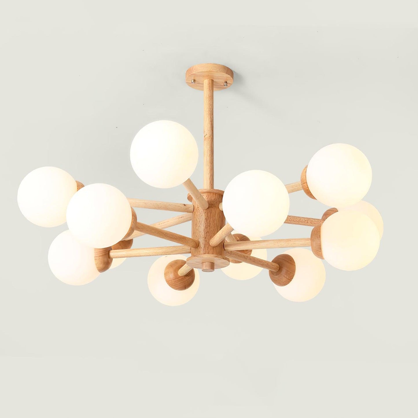 Kozan Wooden Chandelier - Elegant Design with Adjustable Height & LED