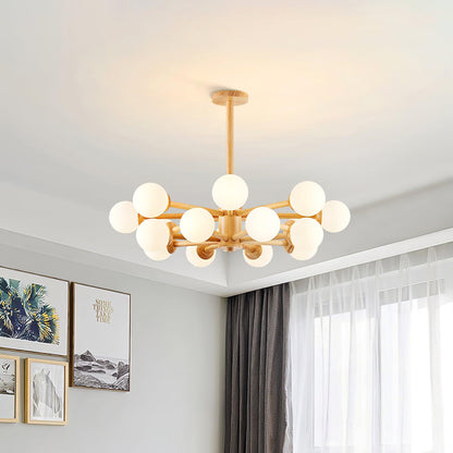 Kozan Wooden Chandelier - Elegant Design with Adjustable Height & LED