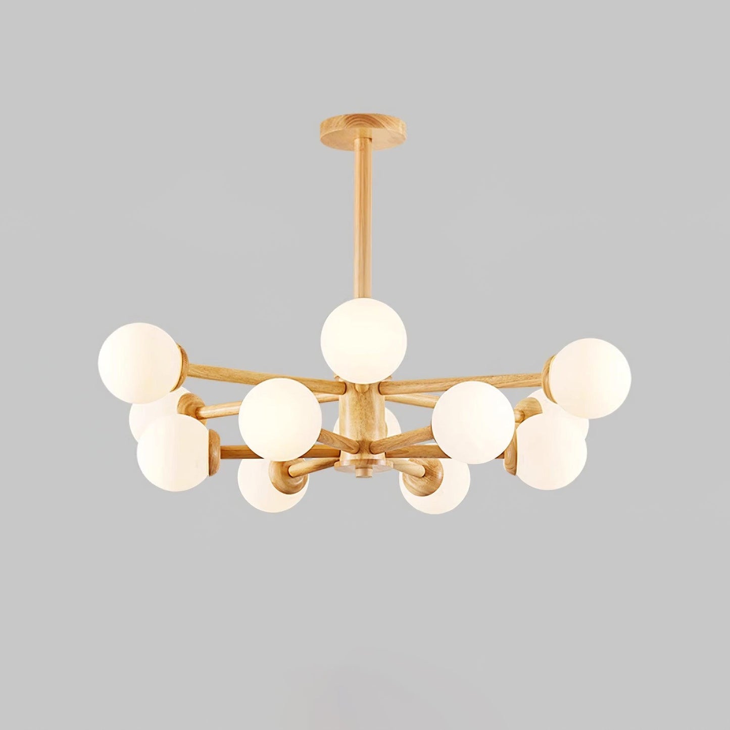 Kozan Wooden Chandelier - Elegant Design with Adjustable Height & LED