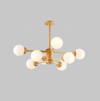 Kozan Wooden Chandelier - Elegant Design with Adjustable Height & LED
