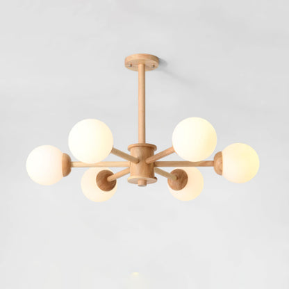 Kozan Wooden Chandelier - Elegant Design with Adjustable Height & LED