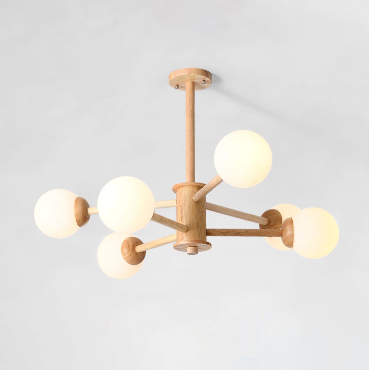Kozan Wooden Chandelier - Elegant Design with Adjustable Height & LED