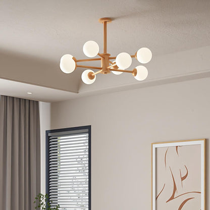 Kozan Wooden Chandelier - Elegant Design with Adjustable Height & LED