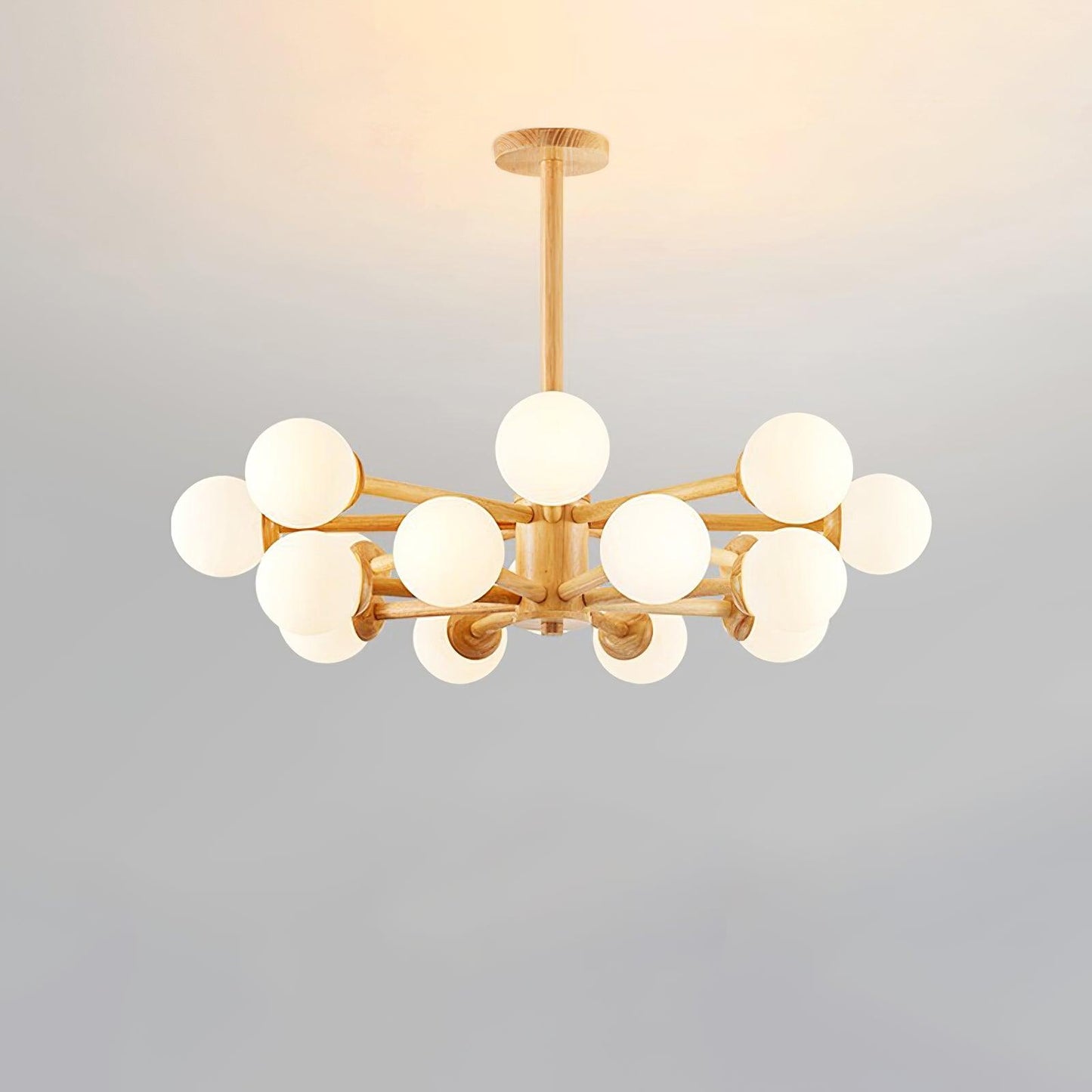 Kozan Wooden Chandelier - Elegant Design with Adjustable Height & LED