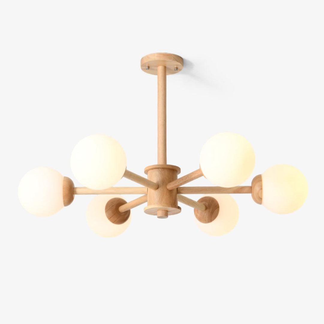 Kozan Wooden Chandelier - Elegant Design with Adjustable Height & LED