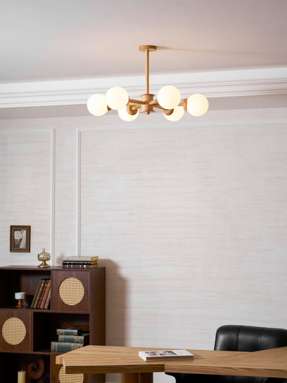 Kozan Wooden Chandelier - Elegant Design with Adjustable Height & LED