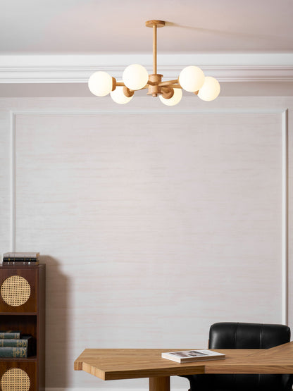 Kozan Wooden Chandelier - Elegant Design with Adjustable Height & LED