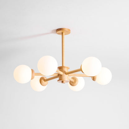 Kozan Wooden Chandelier - Elegant Design with Adjustable Height & LED
